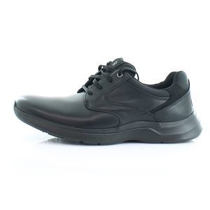 Rockport Men's Patterson Plain Toe Sneaker, Black Smooth Leather, 7.5